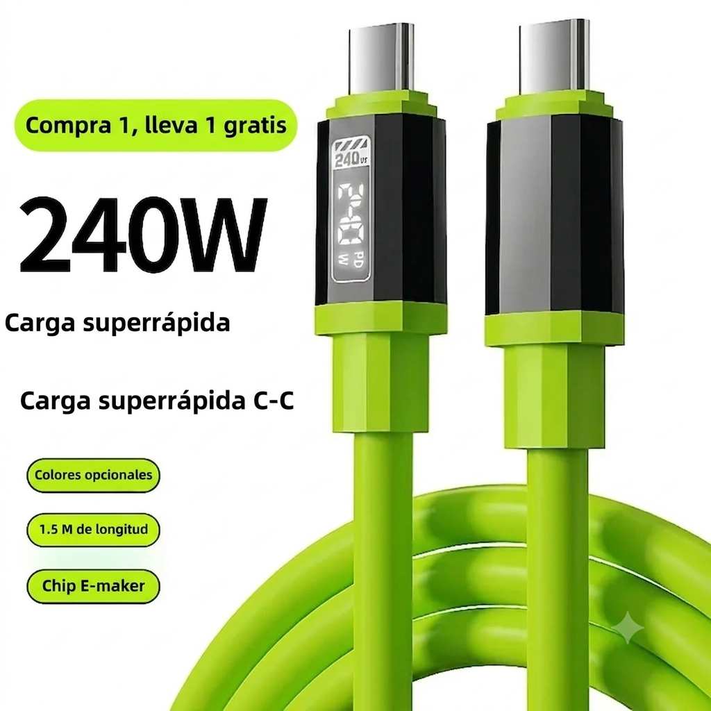 Carga Rápida Cable 240W Compatible Apple y Type-C Smartphone