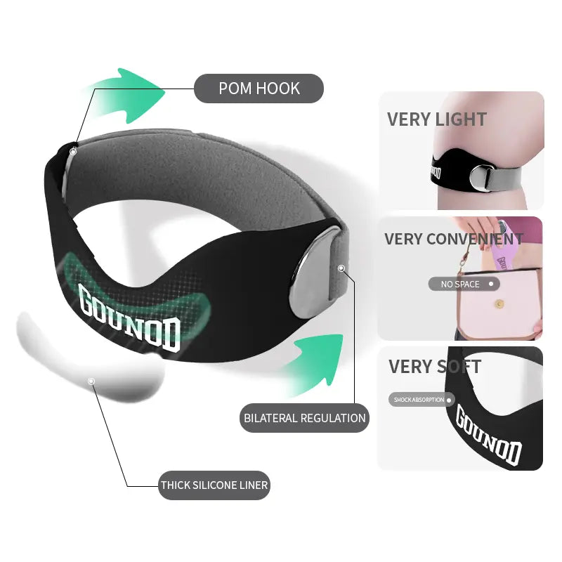 Correa de silicona para rótula y rodilla para aliviar el dolor de menisco. Soporte ajustable para mujeres y hombres. Ideal para correr, baloncesto, voleibol, sentadillas, tendinitis y soporte para rodillas de saltador. Frescura otoñal.