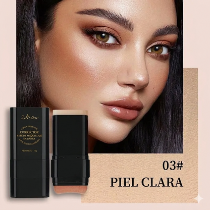 Cobertura Completa Base y Corrector Hidratante con Brocha Dual