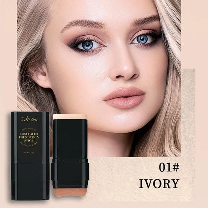 Cobertura Completa Base y Corrector Hidratante con Brocha Dual