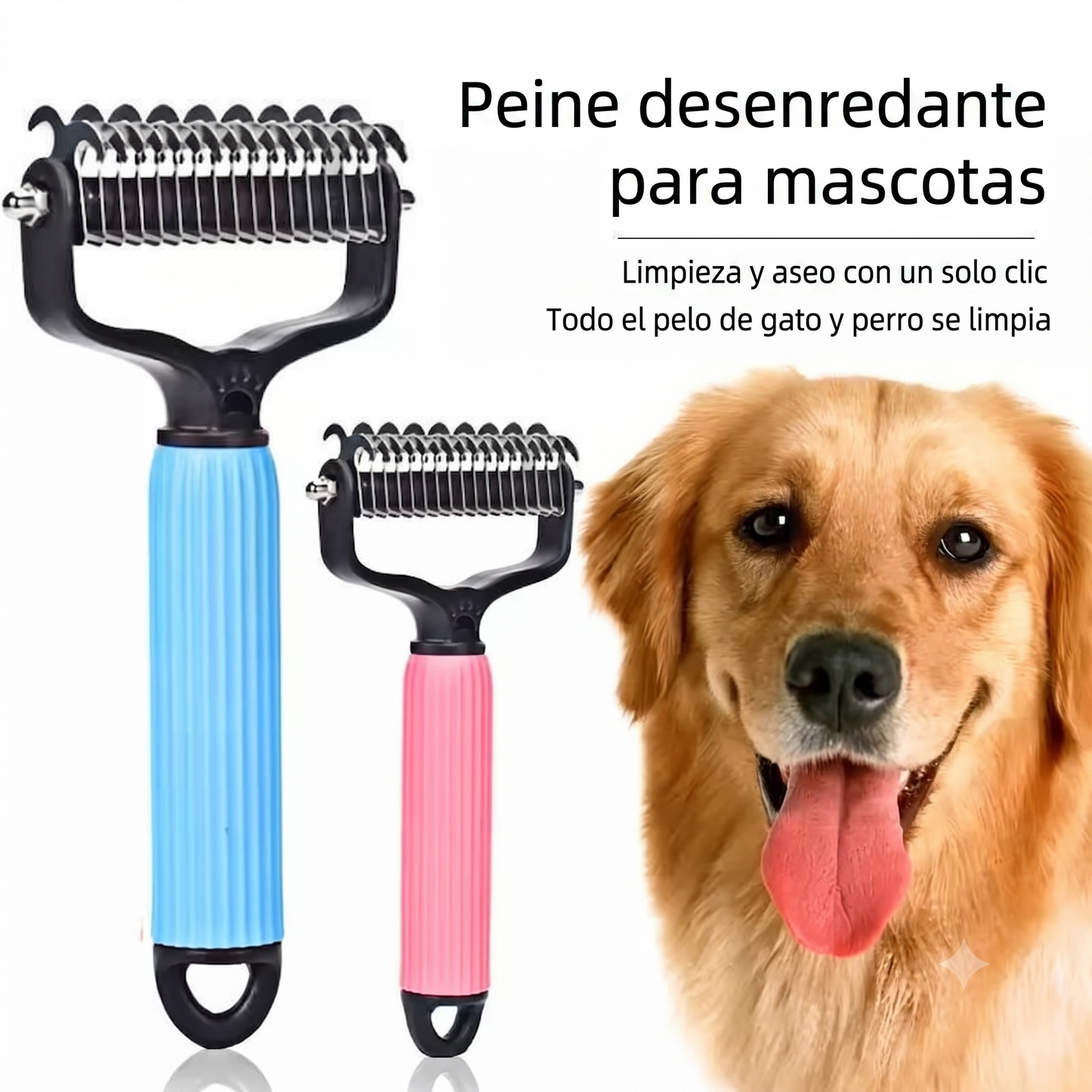 Control de Pelo Cepillo Desenredante para Perros Acero Doble Cara