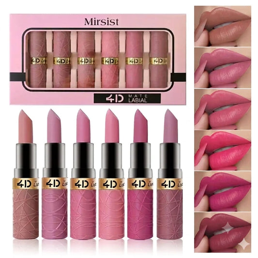 Color Duradero Set de Labiales Mate Hidratantes Suaves 6 Piezas