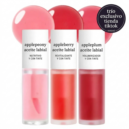 Set de Tinte de Labios Nooni Apple Lip Tint (Duo/Trio Bundle) – Efecto Glossy de Larga Duración e Hidratación Intensa