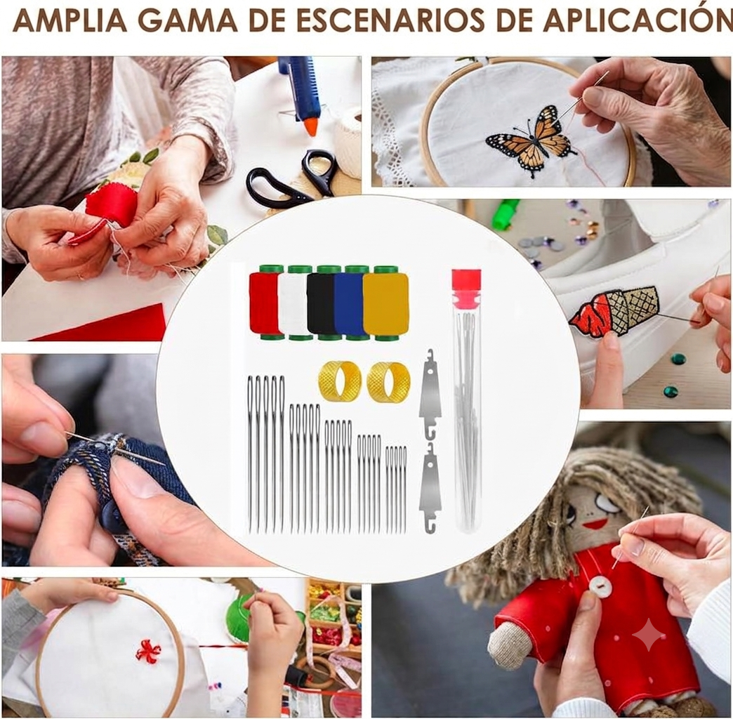 Kit de Costura Portátil con 34 Piezas para Reparaciones DIY