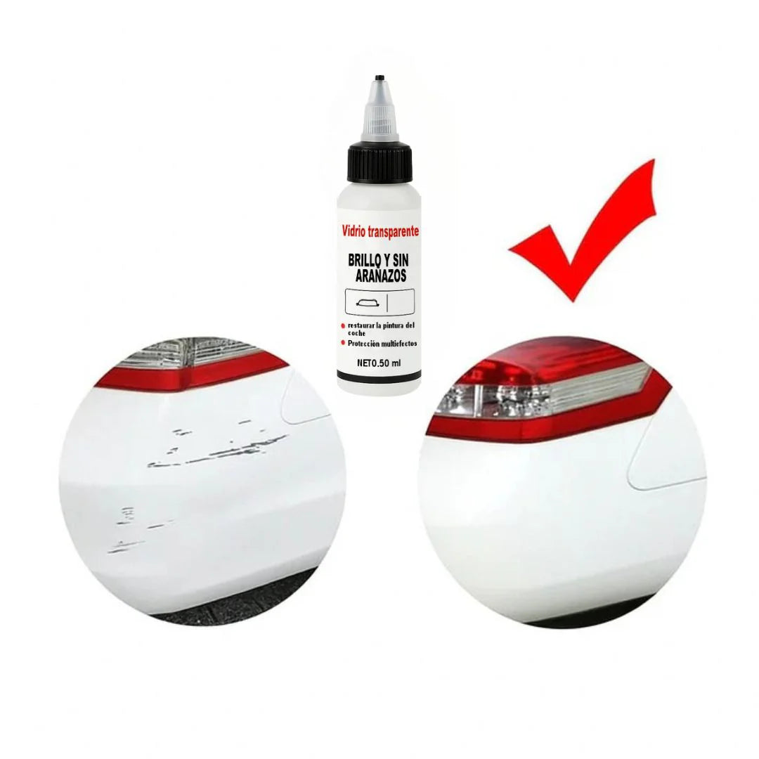 Vidrio transparente brillante y sin rayones (1 botella de 50ml + Esponja + Paño de microfibra)