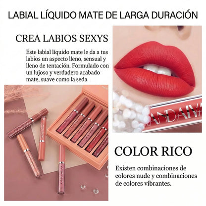 Set de 6 labiales líquidos mate de larga duración