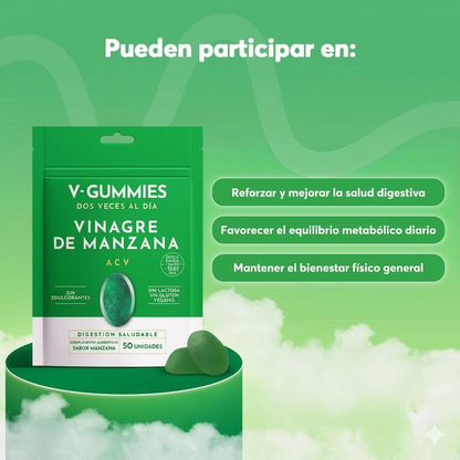 V-Gummies – Gominolas de Vinagre de Sidra de Manzana para la Salud Digestiva