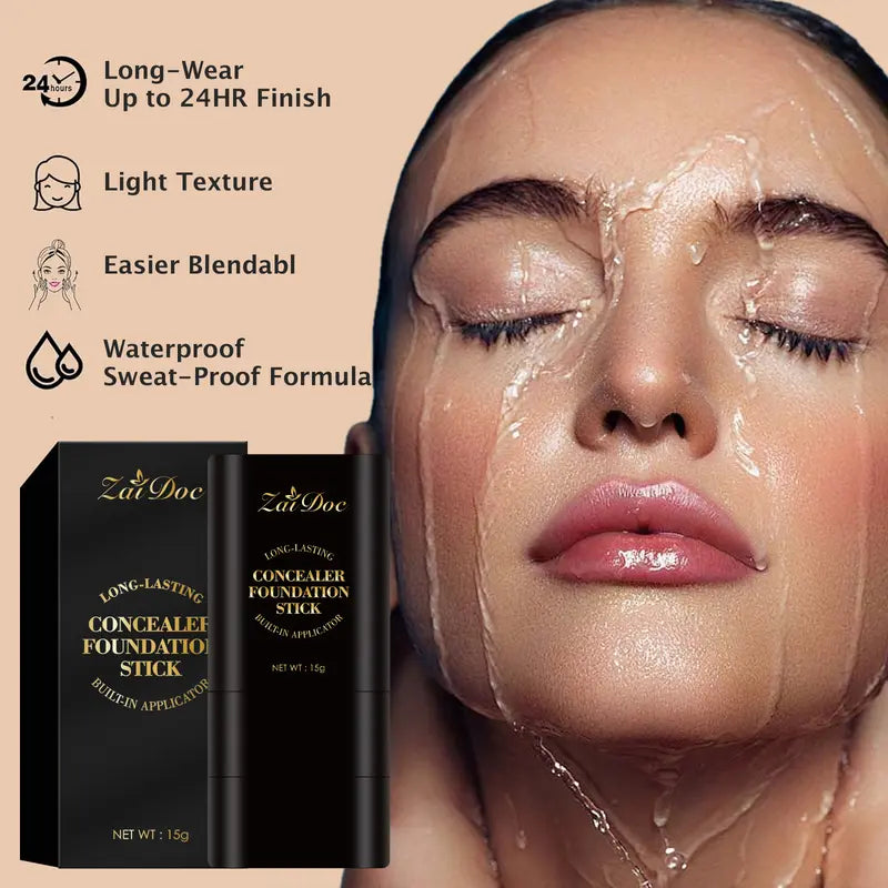 Cobertura Completa Base y Corrector Hidratante con Brocha Dual