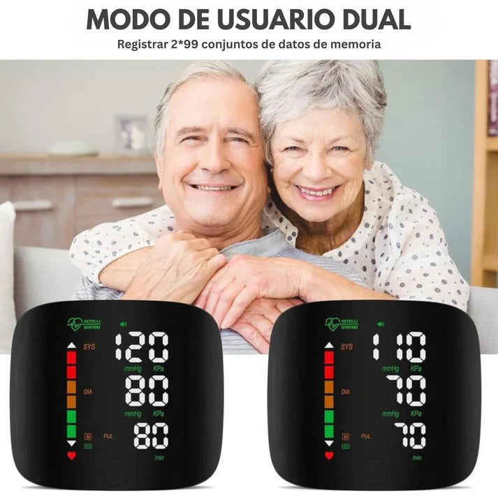 Monitor de presión arterial de muñeca con pantalla LED