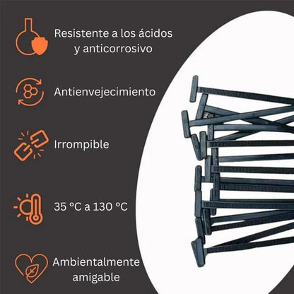 100 Hebillas Universales para Bridas de Cables – Plástico Multiusos Automóvil y Reparaciones