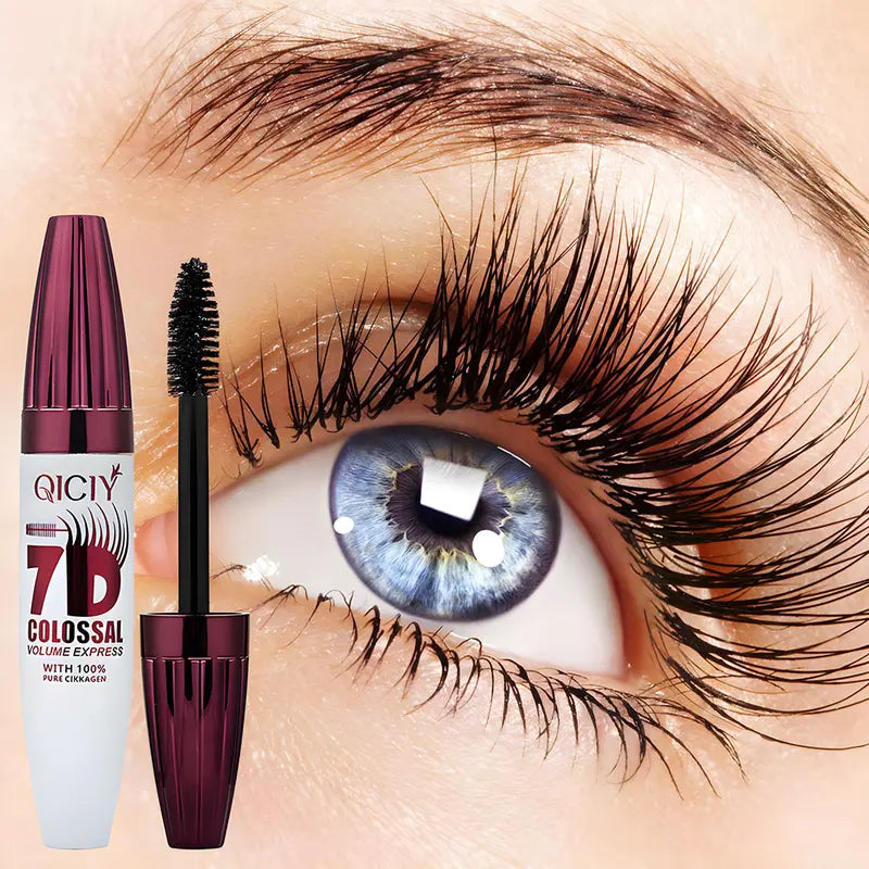 Máscara 7D: pestañas rizadas naturales de larga duración para maquillaje de ojos profesional, ideal para mujeres y niñas.