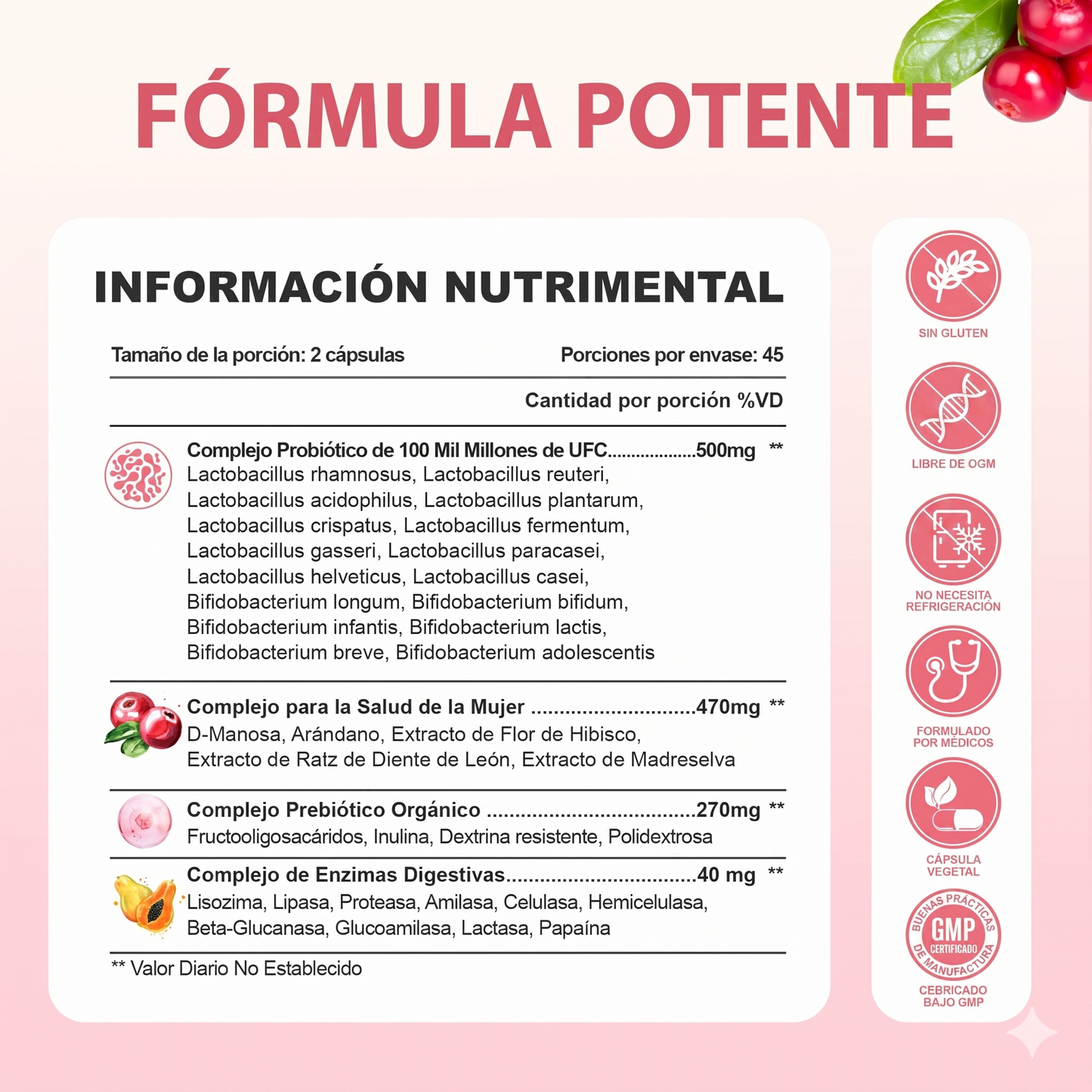 Cápsulas Probióticas Windboss Women's Private Care – 32 Cepas con Arándano y Vitamina C (90 Cápsulas) 【MES DE LA MUJER】