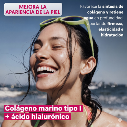 Colágeno Marino + Ácido Hialurónico de NutriBrain – Piel Radiante, Articulaciones y Cabello