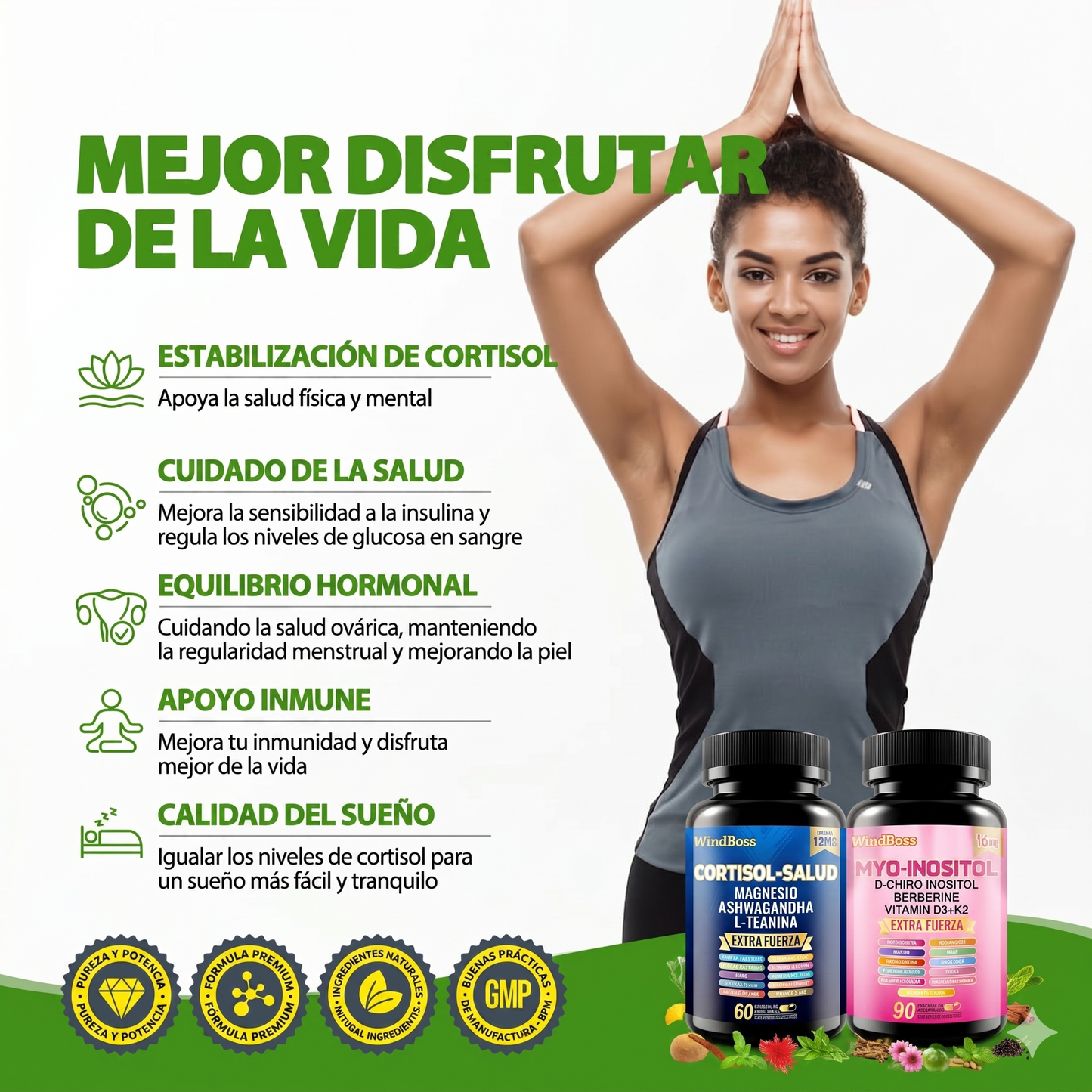 Combo Multivitamínico WindBoss Soporte para Cortisol y Myo-Inositol – Edición Especial 【MES DE LA MUJER】