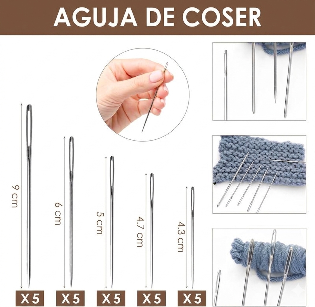 Kit de Costura Portátil con 34 Piezas para Reparaciones DIY