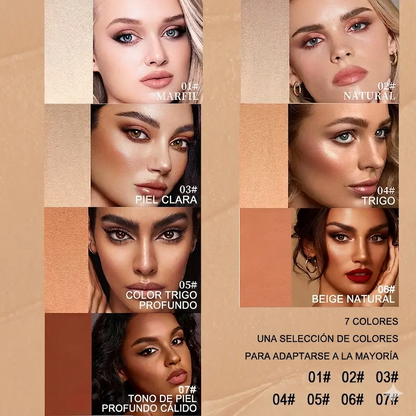 Cobertura Completa Base y Corrector Hidratante con Brocha Dual