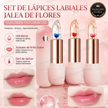 Paquete de 3 - Labial Hidratante Cambia Color Transparente Resistente Agua