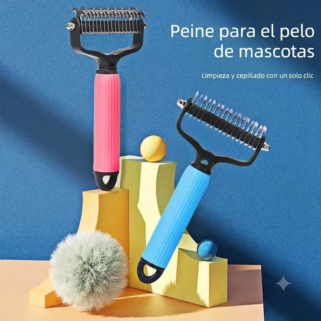 Control de Pelo Cepillo Desenredante para Perros Acero Doble Cara