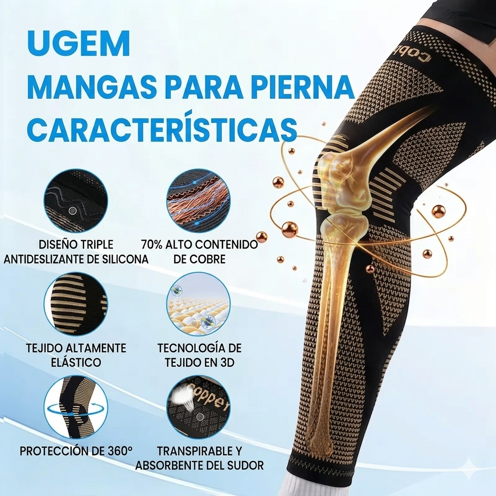 Soporte de Compresión para Piernas con Cobre UGEM 20-30mmHg