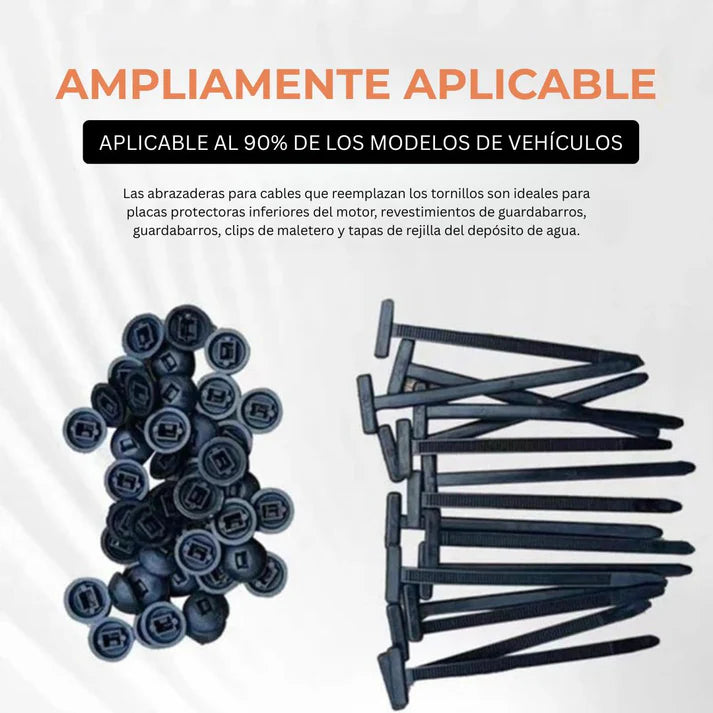 100 Hebillas Universales para Bridas de Cables – Plástico Multiusos Automóvil y Reparaciones