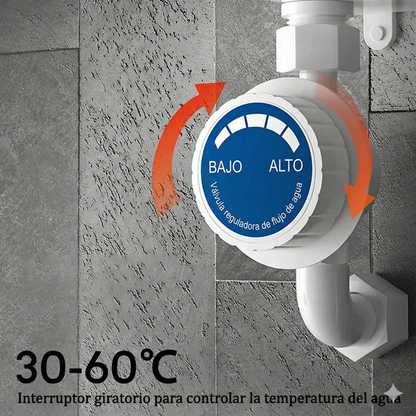Calentador de agua eléctrico instantáneo de 3500 W con cabezal de ducha, pantalla LCD, agua caliente instantánea, fácil instalación para baños, cocinas y autocaravanas, acero inoxidable blanco