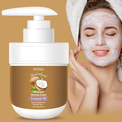 Crema depilatoria facial ROZINO con extractos de plantas y aceite de coco para una depilación eficaz