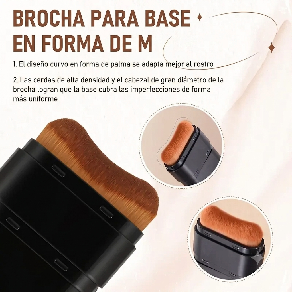 Cobertura Completa Base y Corrector Hidratante con Brocha Dual