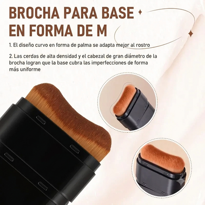 Cobertura Completa Base y Corrector Hidratante con Brocha Dual