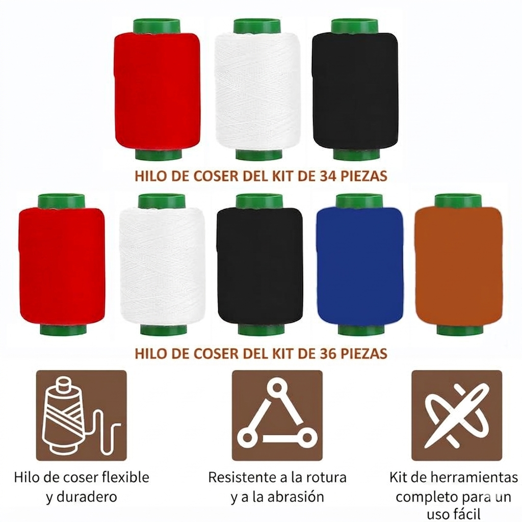 Kit de Costura Portátil con 34 Piezas para Reparaciones DIY