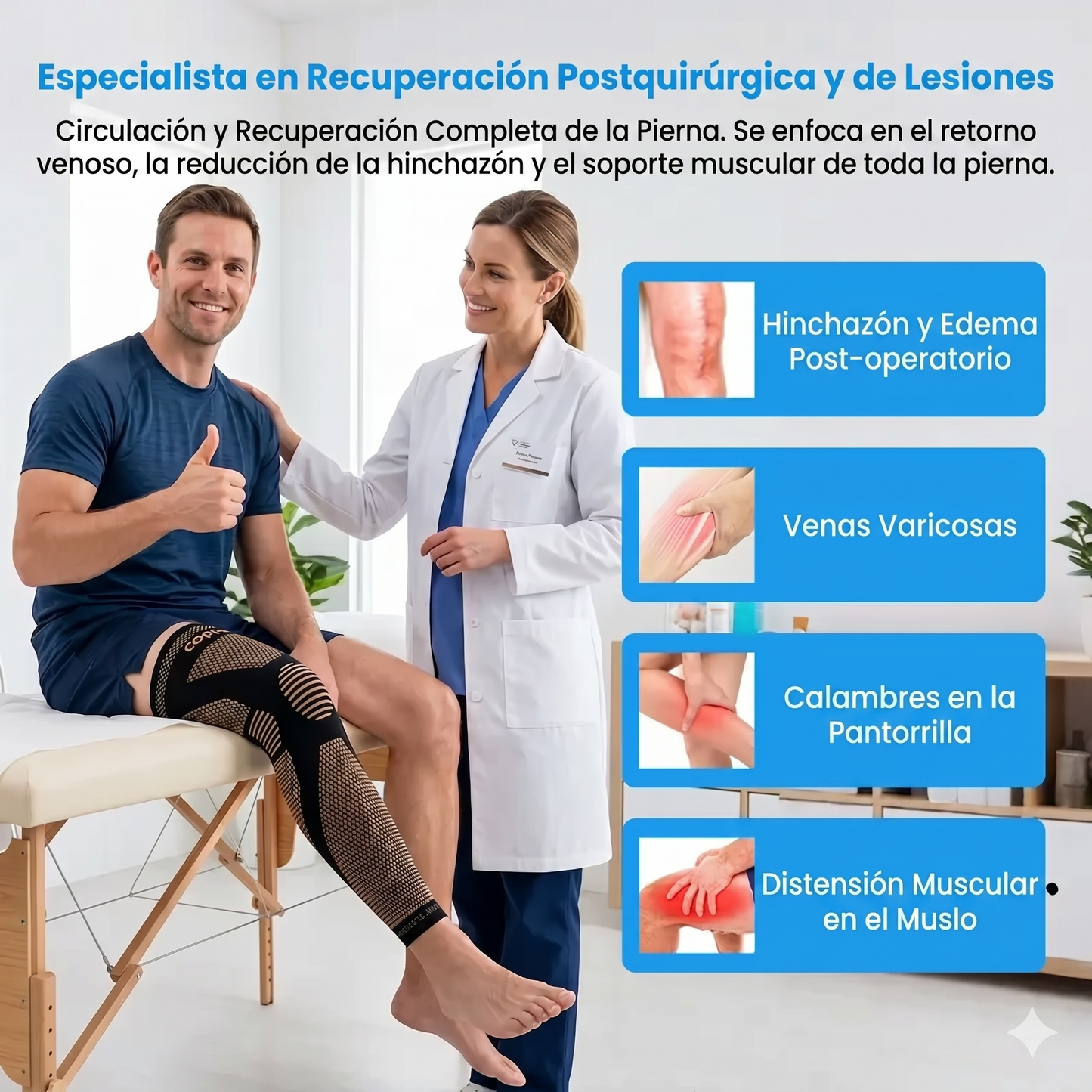 Soporte de Compresión para Piernas con Cobre UGEM 20-30mmHg