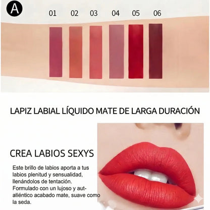 Set de 6 labiales líquidos mate de larga duración