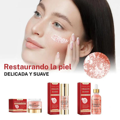 Set de cuidado facial con extracto de sangre de dragón (3 productos), que incluye crema hidratante facial, sérum facial y crema reafirmante. Kit de cuidado de la piel hidratante para mujeres.
