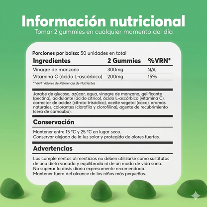 V-Gummies – Gominolas de Vinagre de Sidra de Manzana para la Salud Digestiva
