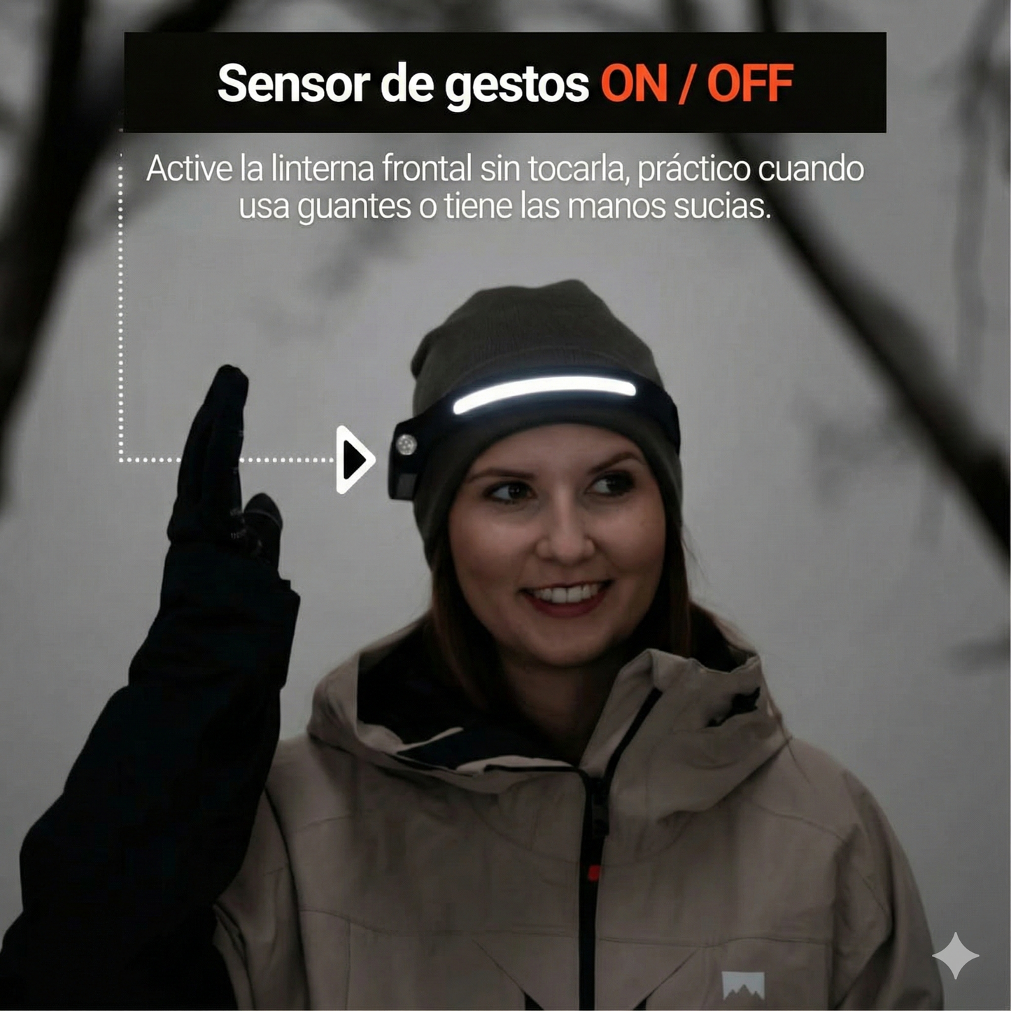 Linterna frontal con haz panorámico de 230° AdventureLight™