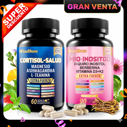 Combo Multivitamínico WindBoss Soporte para Cortisol y Myo-Inositol – Edición Especial 【MES DE LA MUJER】