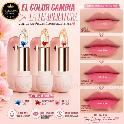 Paquete de 3 - Labial Hidratante Cambia Color Transparente Resistente Agua