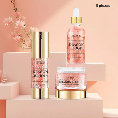 Set de cuidado facial con extracto de sangre de dragón (3 productos), que incluye crema hidratante facial, sérum facial y crema reafirmante. Kit de cuidado de la piel hidratante para mujeres.