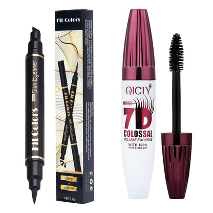 Máscara 7D: pestañas rizadas naturales de larga duración para maquillaje de ojos profesional, ideal para mujeres y niñas.