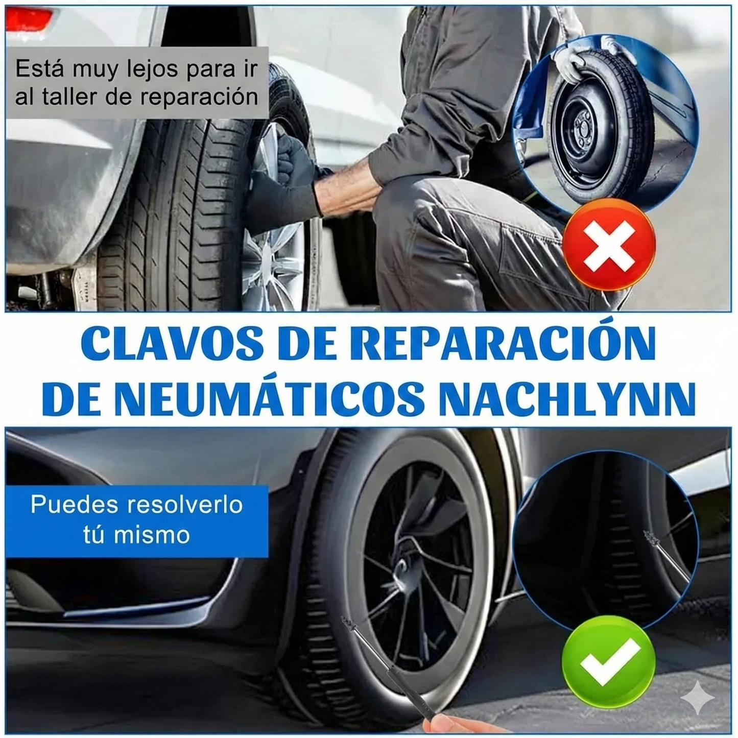 60 unidades - Clavos de goma para reparación de neumáticos