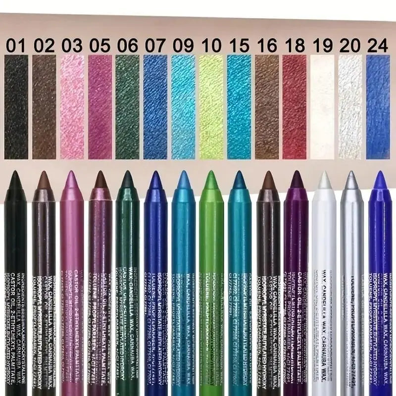 Stilou de ochi cu sclipici cu 12 culori, finisaj lucios perlat de înaltă culoare, stil gotic punk afumat rezistent la apă, machiaj, set creioane de ochi, produse de machiaj, creioane de ochi