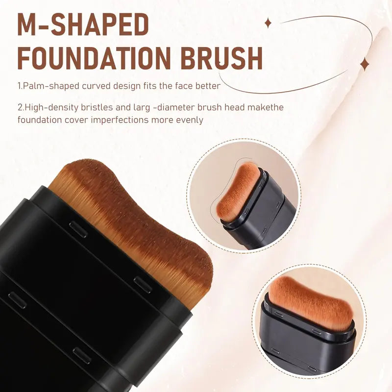 Cobertura Completa Base y Corrector Hidratante con Brocha Dual