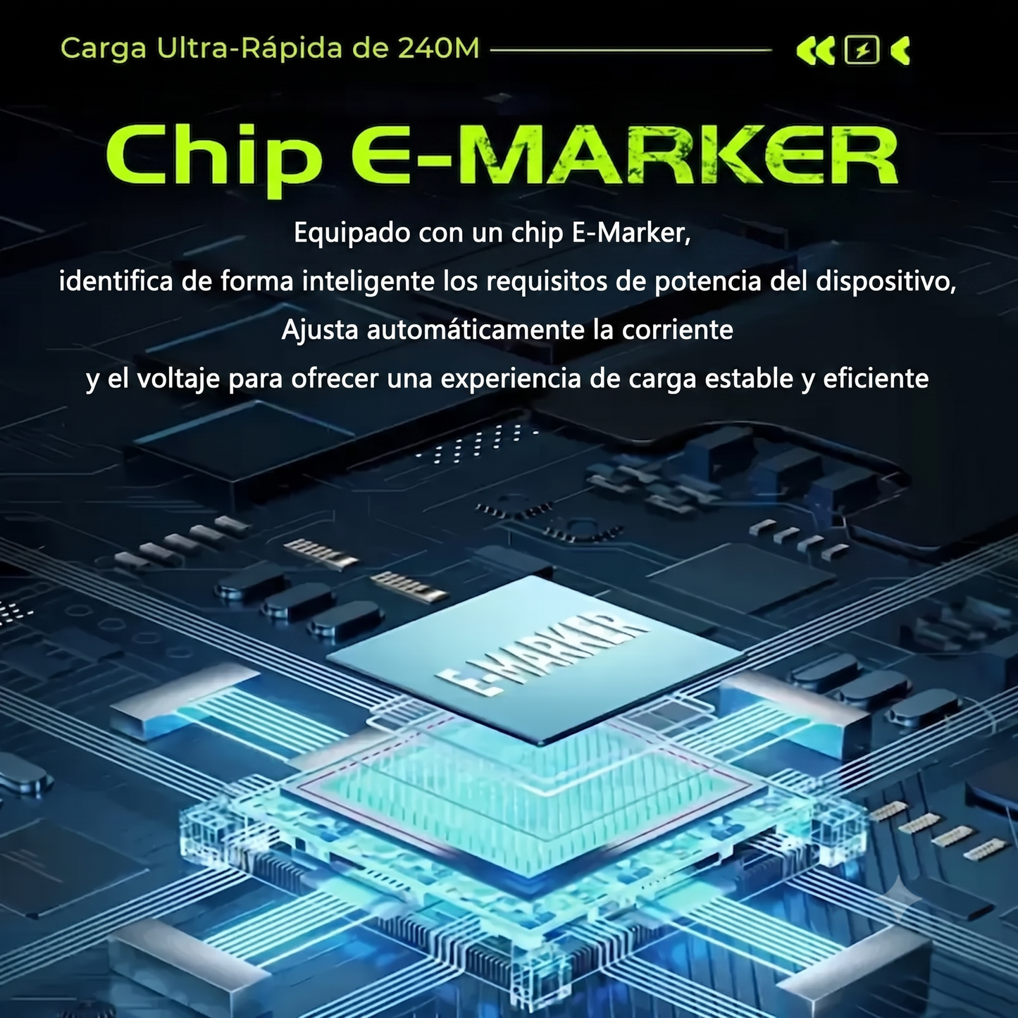 Carga Rápida Cable 240W Compatible Apple y Type-C Smartphone