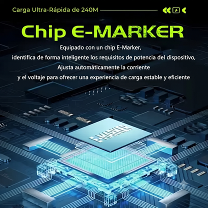 Carga Rápida Cable 240W Compatible Apple y Type-C Smartphone