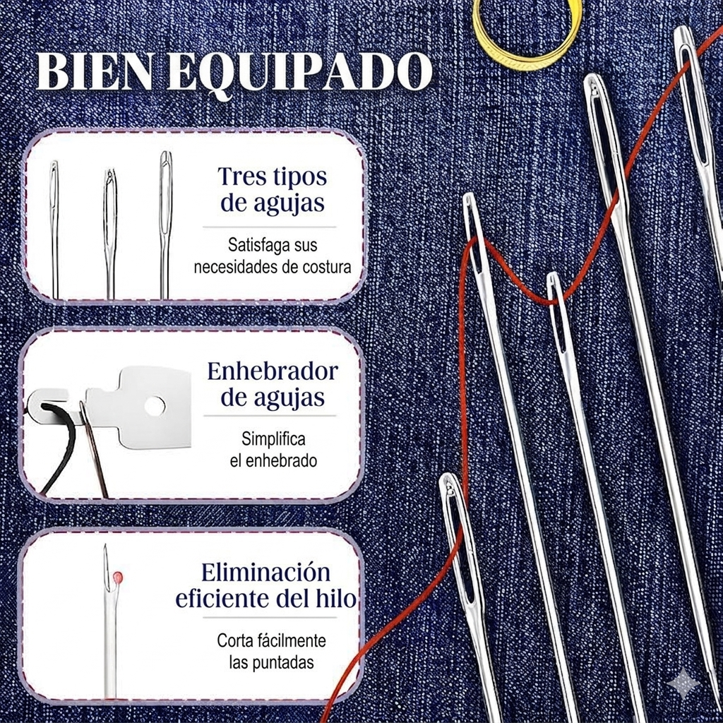 Kit de Costura Portátil con 34 Piezas para Reparaciones DIY