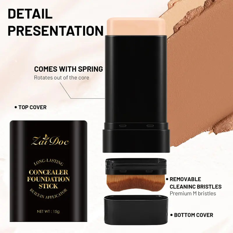 Cobertura Completa Base y Corrector Hidratante con Brocha Dual