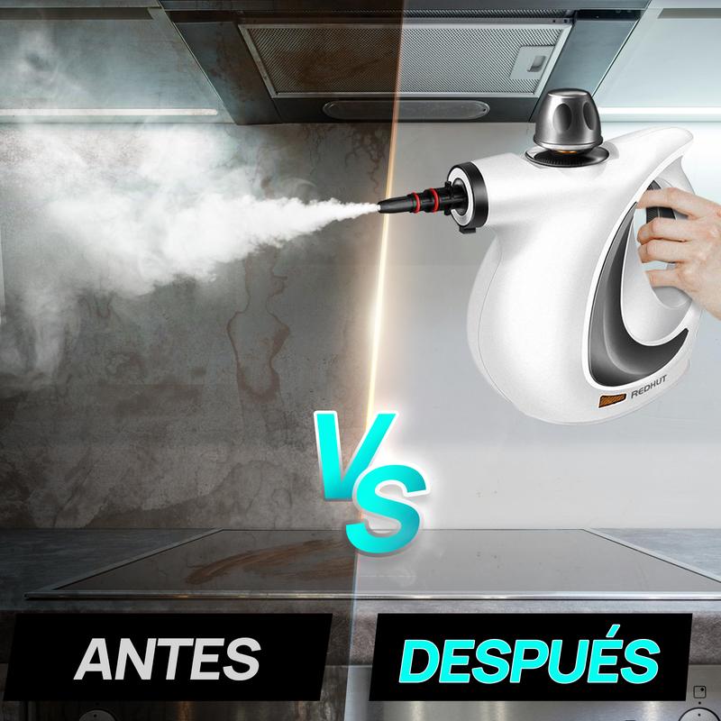 REDHUT Limpiador a Vapor Portátil 12 Accesorios, Alta Presión y Ecológico, Desodorización y Desinfección en Hogar, Cocina y Baño