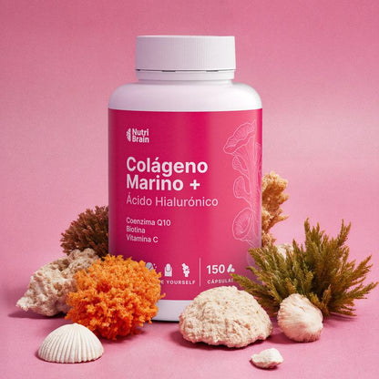 Colágeno Marino + Ácido Hialurónico de NutriBrain – Piel Radiante, Articulaciones y Cabello