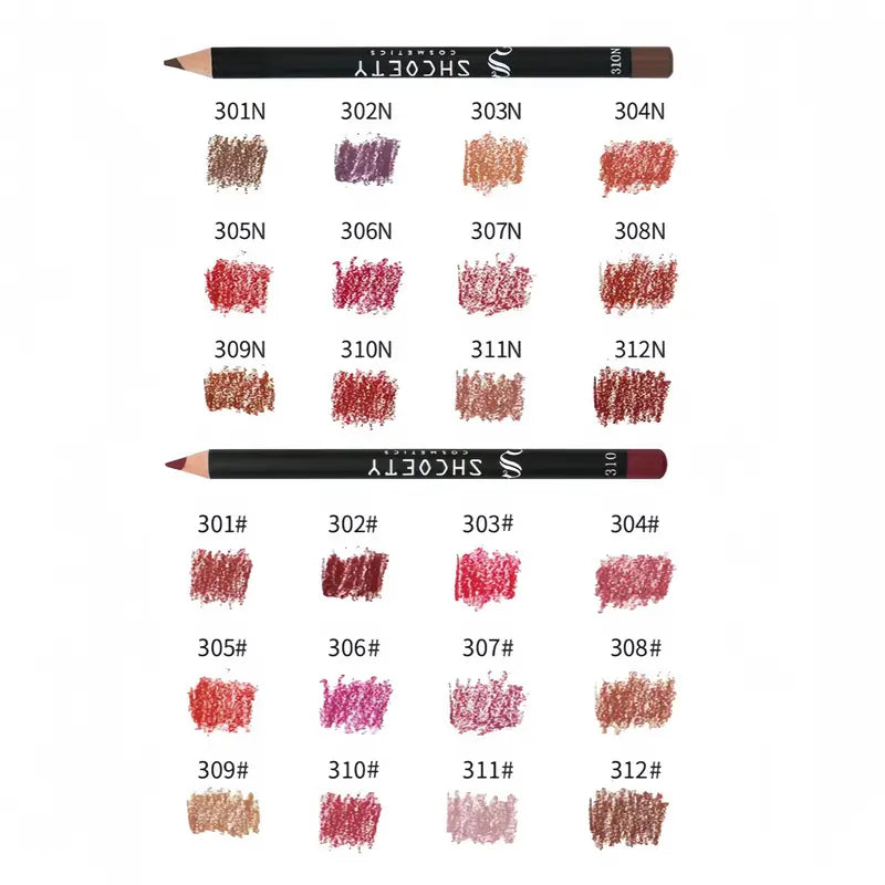 Larga Duración Lápiz Delineador de Labios Mate Set de 12 Piezas