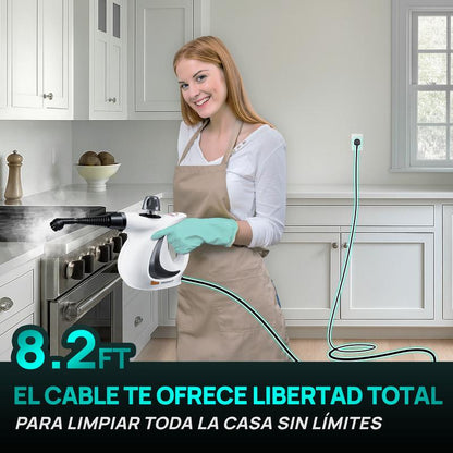 REDHUT Limpiador a Vapor Portátil 12 Accesorios, Alta Presión y Ecológico, Desodorización y Desinfección en Hogar, Cocina y Baño