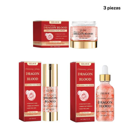 Set de cuidado facial con extracto de sangre de dragón (3 productos), que incluye crema hidratante facial, sérum facial y crema reafirmante. Kit de cuidado de la piel hidratante para mujeres.